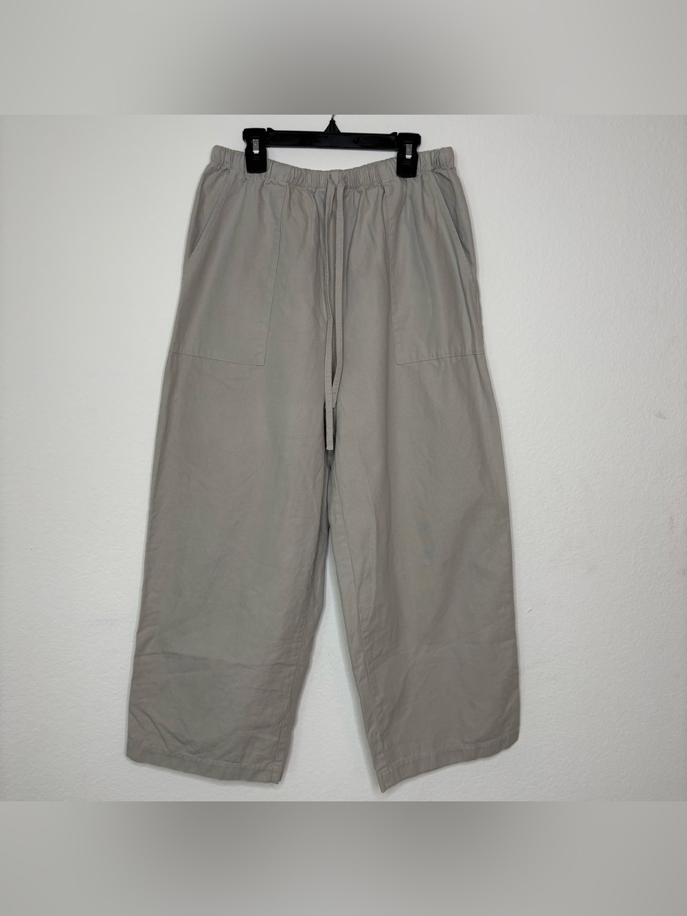Eileen Fisher Organic Cotton Wide Leg Draw String Pants 24.5” Size Small Cropped